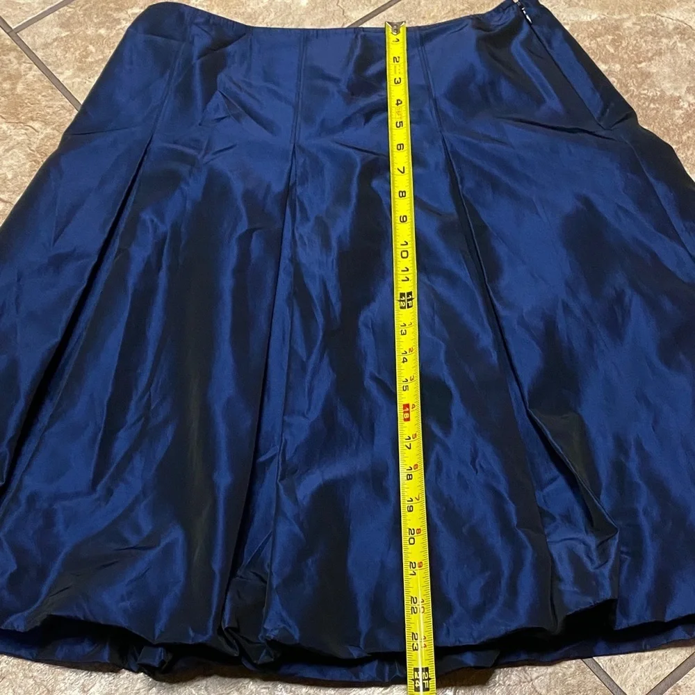 Talbots Satin A-Line Bubble Skirt in Deep Blue